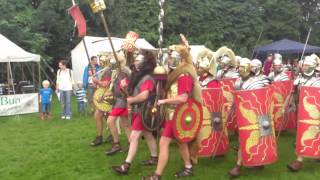 Roman Reenactment at the Amphitheatre in Caerleon Marching In [upl. by Ylesara]