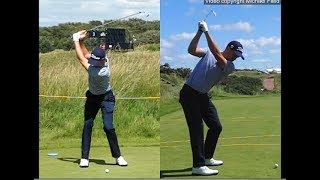 Justin Thomas golf swing  Long Iron faceon amp downtheline July 2017 [upl. by Eeroc]