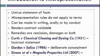 Misrepresentation Lecture 1 of 4 [upl. by Rodolfo]